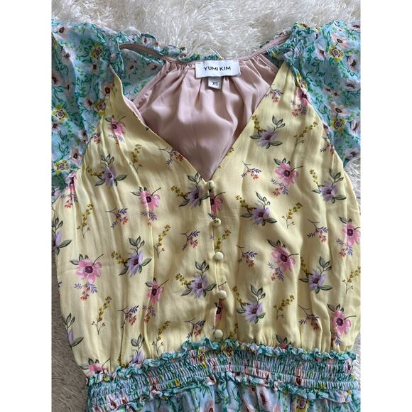 Yumi Kim Milly Dress XS | Floral Willlow Garden Patchwork Ruffle Mini Dress - Picture 4 of 9
